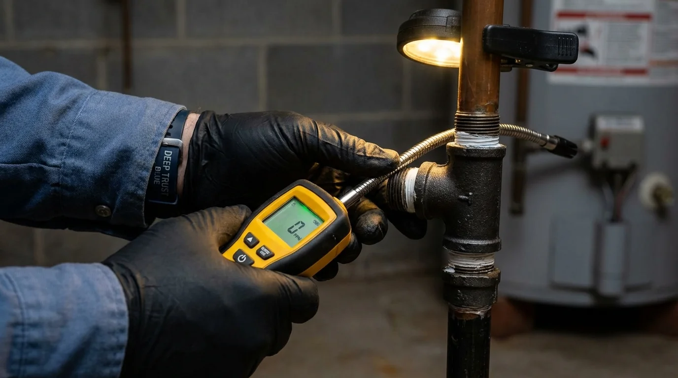 Gas leak detection with electronic sniffer by Johns Plumbing LLC in Wimauma